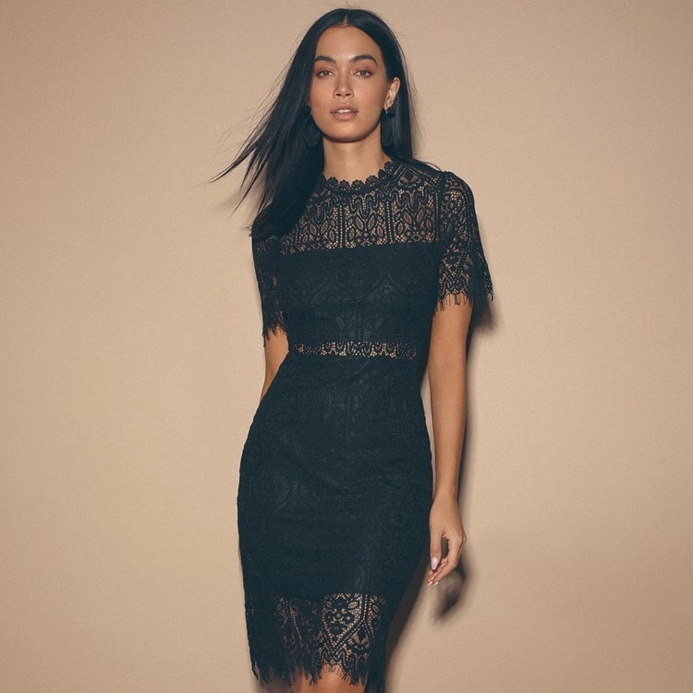 Remarkable black lace dress - lulus size XS